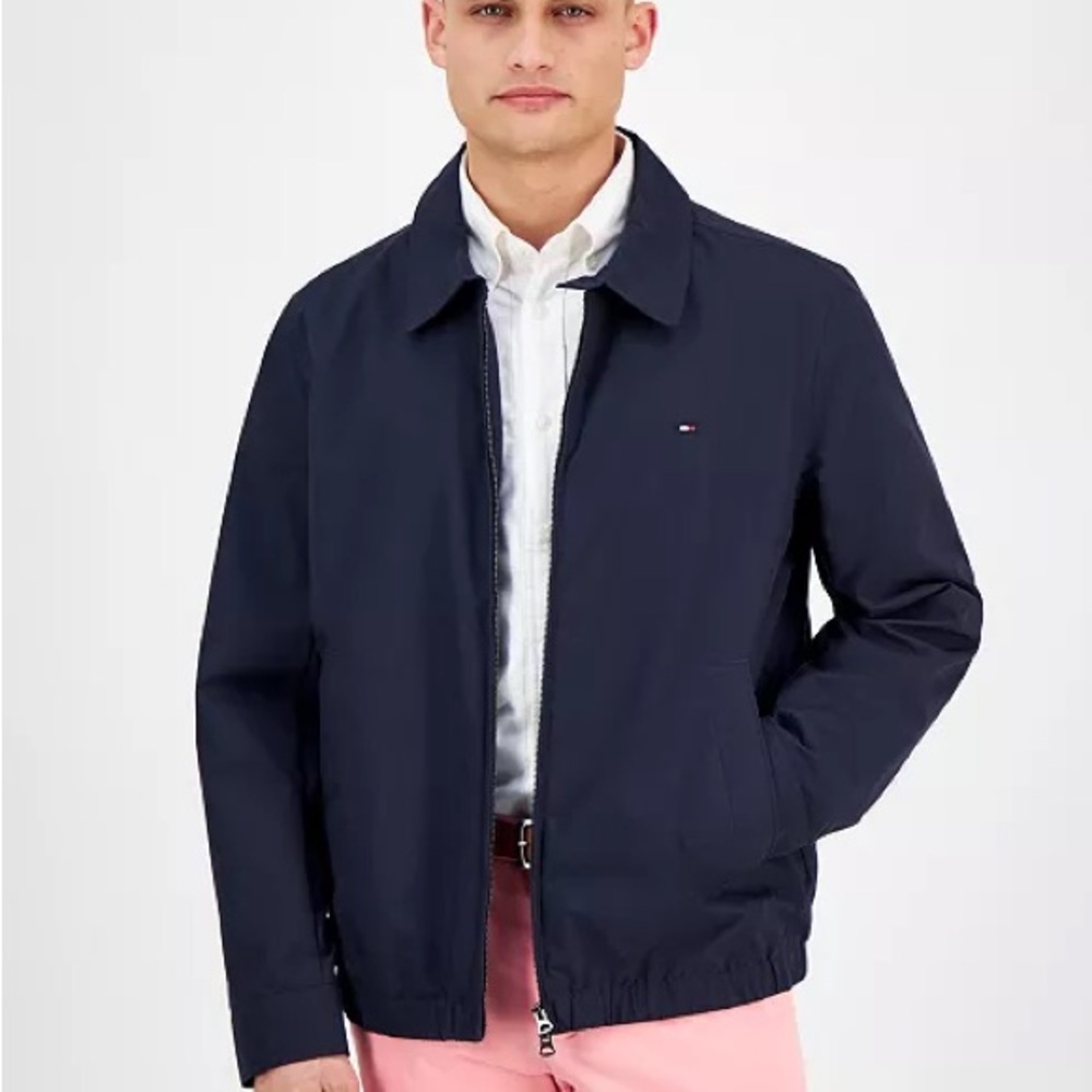 Tommy Hilfiger men’s Ivy water resistant Dark Navy Lightweight Zip Jacket large